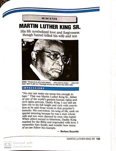 Martin Luther King Sr full length interview feature in And Still We Rise Book By Dr Barbara Reynolds and USA Today